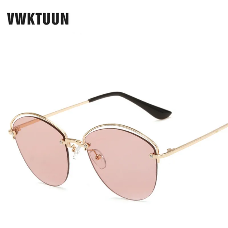 VWKTUUN Cat Eye Metal font b Wire b font font b Sunglasses b font Women Luxury
