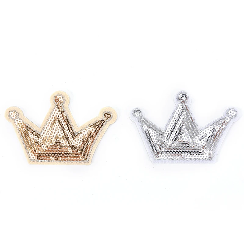 

Shiny Sequins Crown Clothes Patch Iron On Patches Sew On Motifs Application For Clothes Garment Embroidery Patch 1PCS