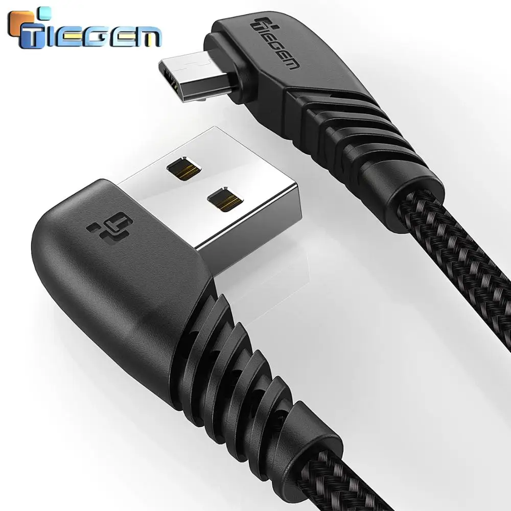 Micro USB кабель 2A быстрое зарядное устройство шнур Tiegem 90 градусов локоть нейлоновый