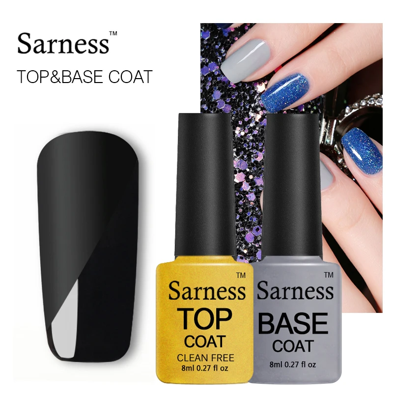 Sarness 8 мл Top Coat базовый гель-блеск ногтей Nail Art Декорация УФ светодио дный