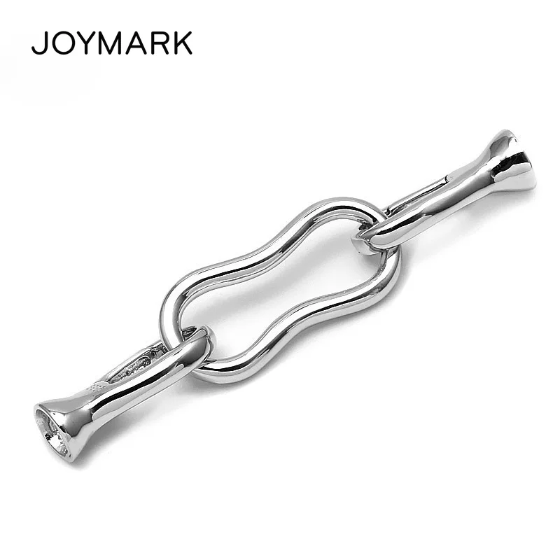 

White Rhodium Plated Sterling Silver Connector Link Charm Spring Clasp With End Cap For Pearl Jewelry Necklace Bracelet SC-CZ041