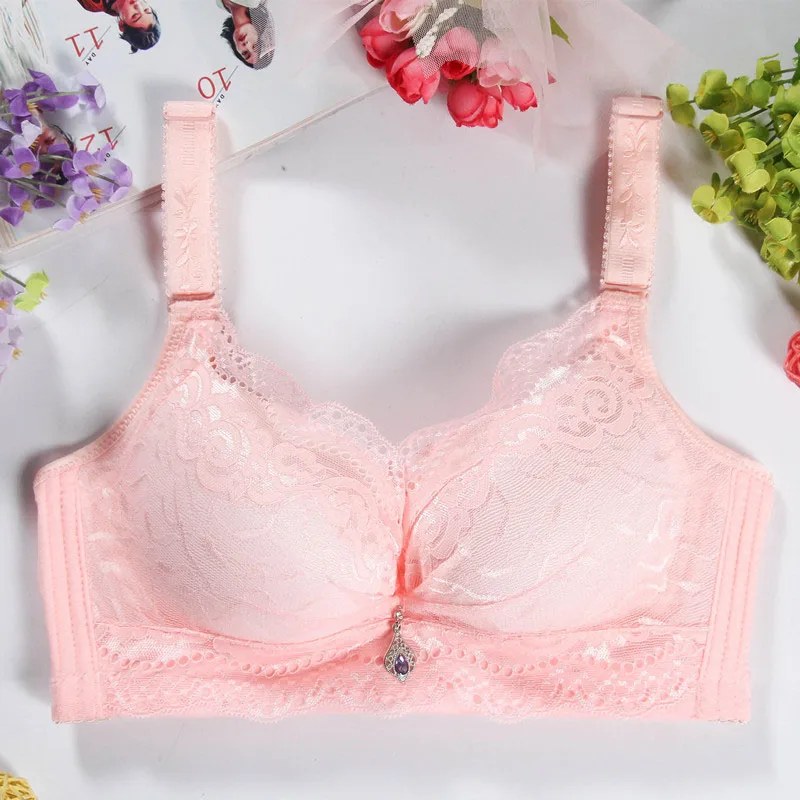 Lady Sexy Lace Bra Wire Free Back Closure Underwear Seamless Push Up Bralette (1)