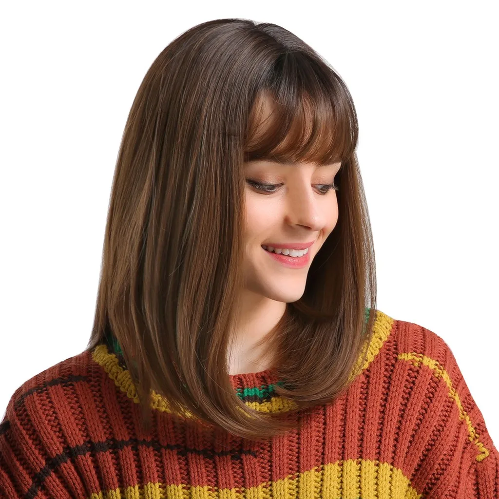 

Factory price 1pc Women Fashion Lady False Wig Multicolor Hair Chemical Fiber Hair Wig Bangs Straight Styling Tools Apr22