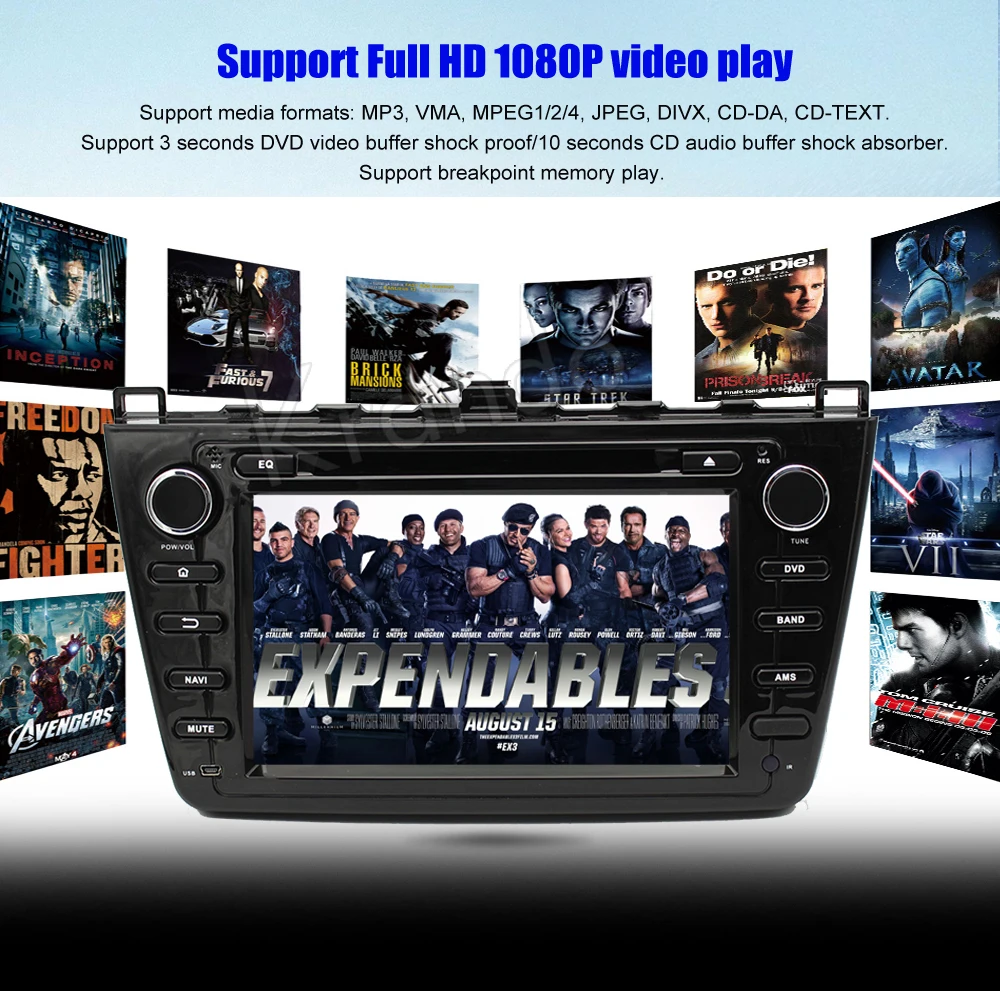 Excellent Krando 8" Android 9.0 car audio radio gps dvd navigation multimedia system for Mazda 6 2008-2012 player WIFI 3G DAB+ 10