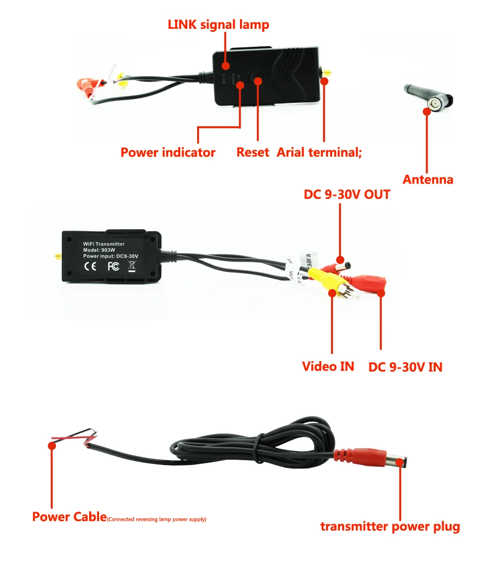 CCD WIFI Car Rear View Camera Car backup Reverse Camera Waterproof Car Wireless Video Transmitter for