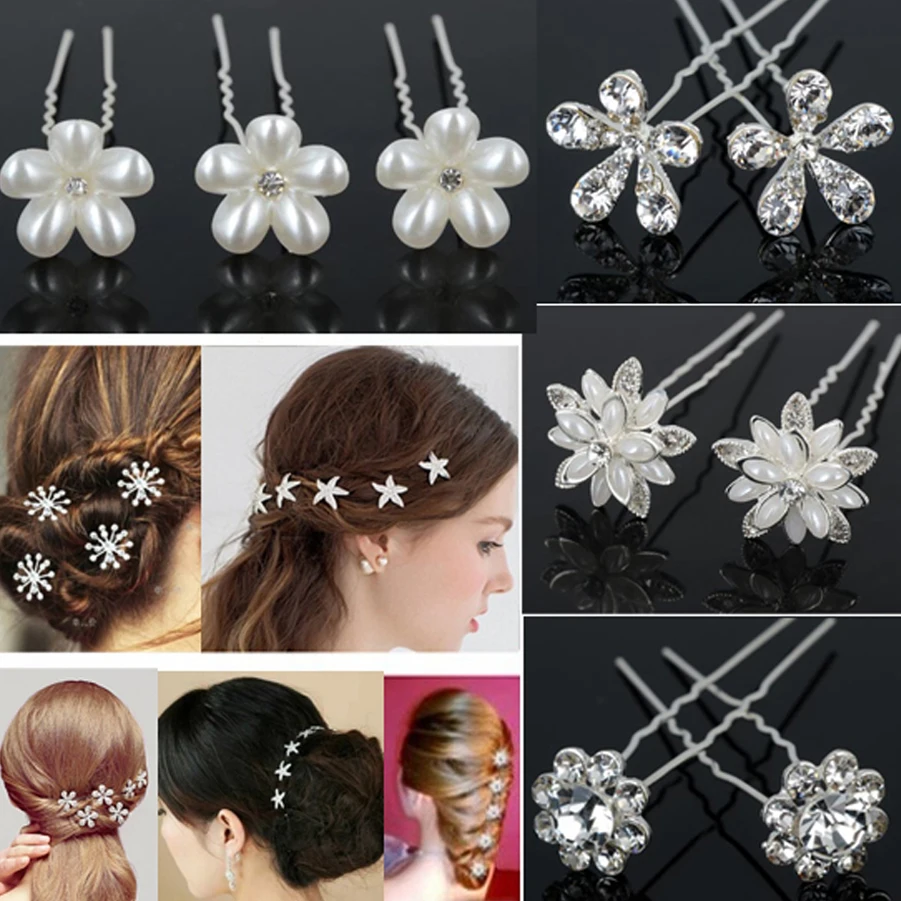 

20Pcs Crystal Diamante Pearl hair pins Butterfly Star Wedding Bridal Party Flower Hair Clip Hairpin Bridemaid Jewelry