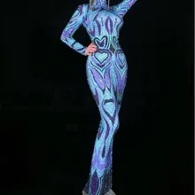 Мигающее синее фиолетовое платье со стразами, женский день рождения, празднование, вечернее платье, одежда для вечеринок, женское длинное платье певицы