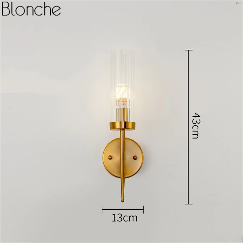 Современный золотой настенный светильник, светодиодный зеркальный настенный светильник, стеклянный абажур, бра для спальни, кухни, лестницы, Домашний Светильник, промышленный Декор