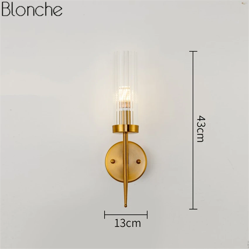 Lâmpada de Parede Arandela para o Quarto Moderno Ouro Espelho Luz Parede Vidro Abajur Cozinha Escada Casa Luminárias Decoração Industrial Pós Led 2 espelho luz parede vidro abajur arandela para