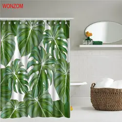 WONZOM пейзаж оставляет душ Шторы s с 12 крючков для Ванная комната Декор 2018 современный 3D полиэстер Ванна Водонепроницаемый Шторы подарок