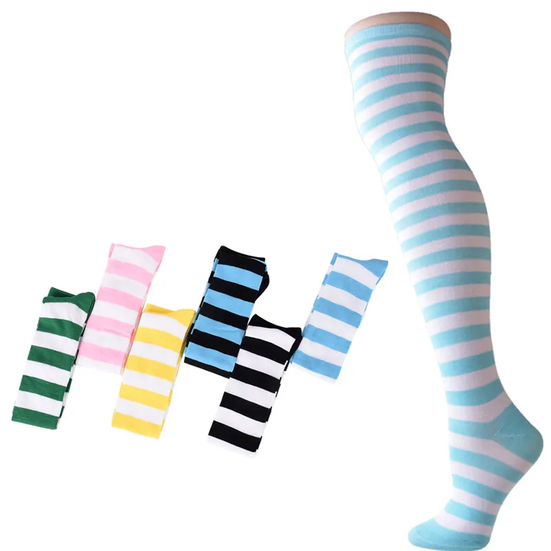 Women Striped Thigh High Stockings Over Knee Socks Warm Long Socks Compression Stocking Christmas Socks medias