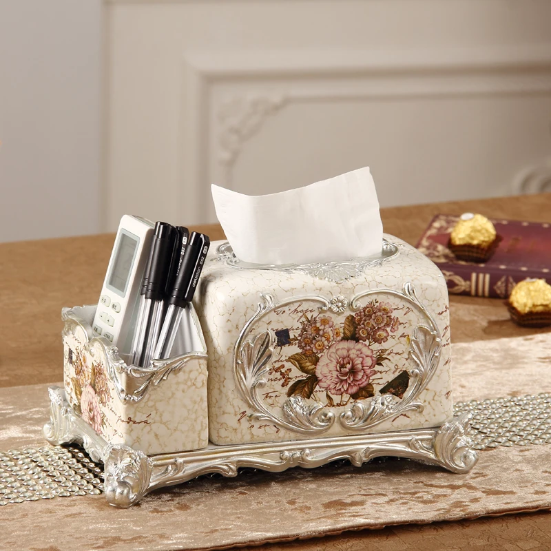 

new year new year Fashion multifunctional tissue box remote control desktop storage box resin pumping tissue box new arrival