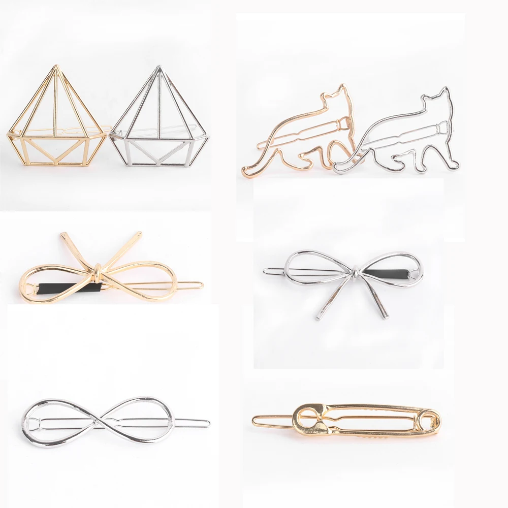 

Cute Women Gold/Silver Cat/Diamond Hair Clip Hairpin Barrette Metal Bow Bobby Pin Hair Styling Tools Ornament Accessories