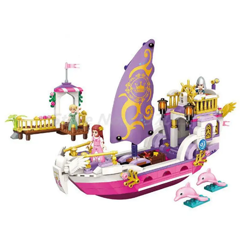 

Girls Friends Princess Leah Angel Princess Ship 3 Figures 456pcs Brick Enlighten 2609 Building Block Sets Toy For Girl Christmas