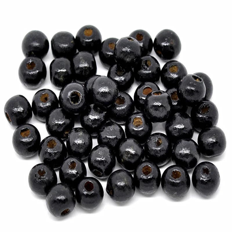 DoreenBeads 200 шт. красные/черные деревянные промежуточные бусины круглые черные для