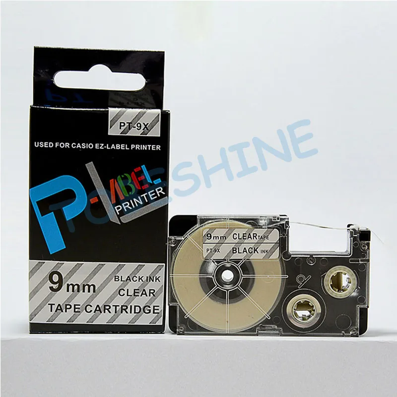 

Cheap price 10pcs/lot Compatible label tape XR-9X 9mm black on clear for EZ Label maker KL-100 | KL-120 | KL-430 | KL-1500