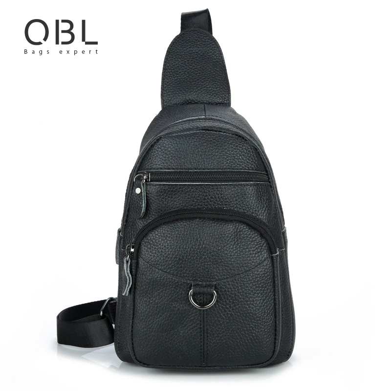 QiBoLu 2017 Mens Sling Bag Genuine Leather Single Shoulder Bag Men Chest Crossbody Bag Waist Pack for Man Bolsas Masculina MBA43 qibolu genuine leather mens sling bag single shoulder bag men chest pack messenger crossbody bag for man bolsas masculina mba37