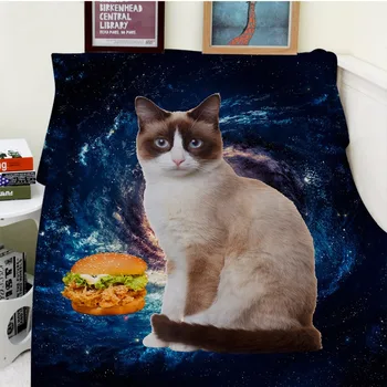 

Blanket plaid Warmth Soft Plush Easy Care Machine Wash Funny Cute cat Coloful Galaxy nebula Hamburg Plaids on the Sofa Bed Throw