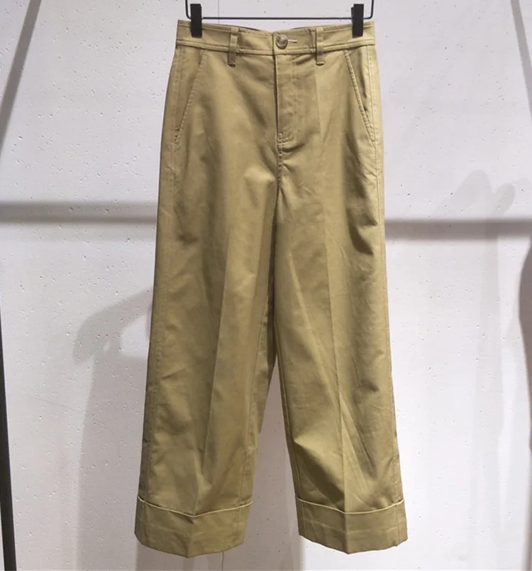 

2019 Autumn women's high-waist casual pants Chic wide-leg pants A616
