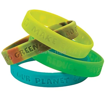 

300pcs Earth Day Recycle wristband silicone bracelets free shipping by FEDEX