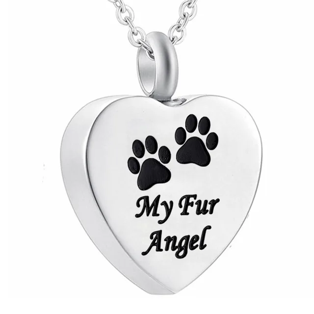 Stainless Steel Pet Pendant Dog Paw Print Cremation Jewelry for Ashes Wearable Urn Necklace Keepsake Memorial Pendant 4