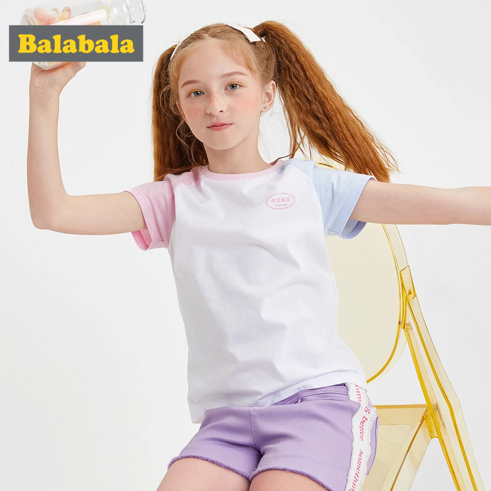 BalabalaChildren футболка с коротким рукавом для девочек Приталенная новая летняя