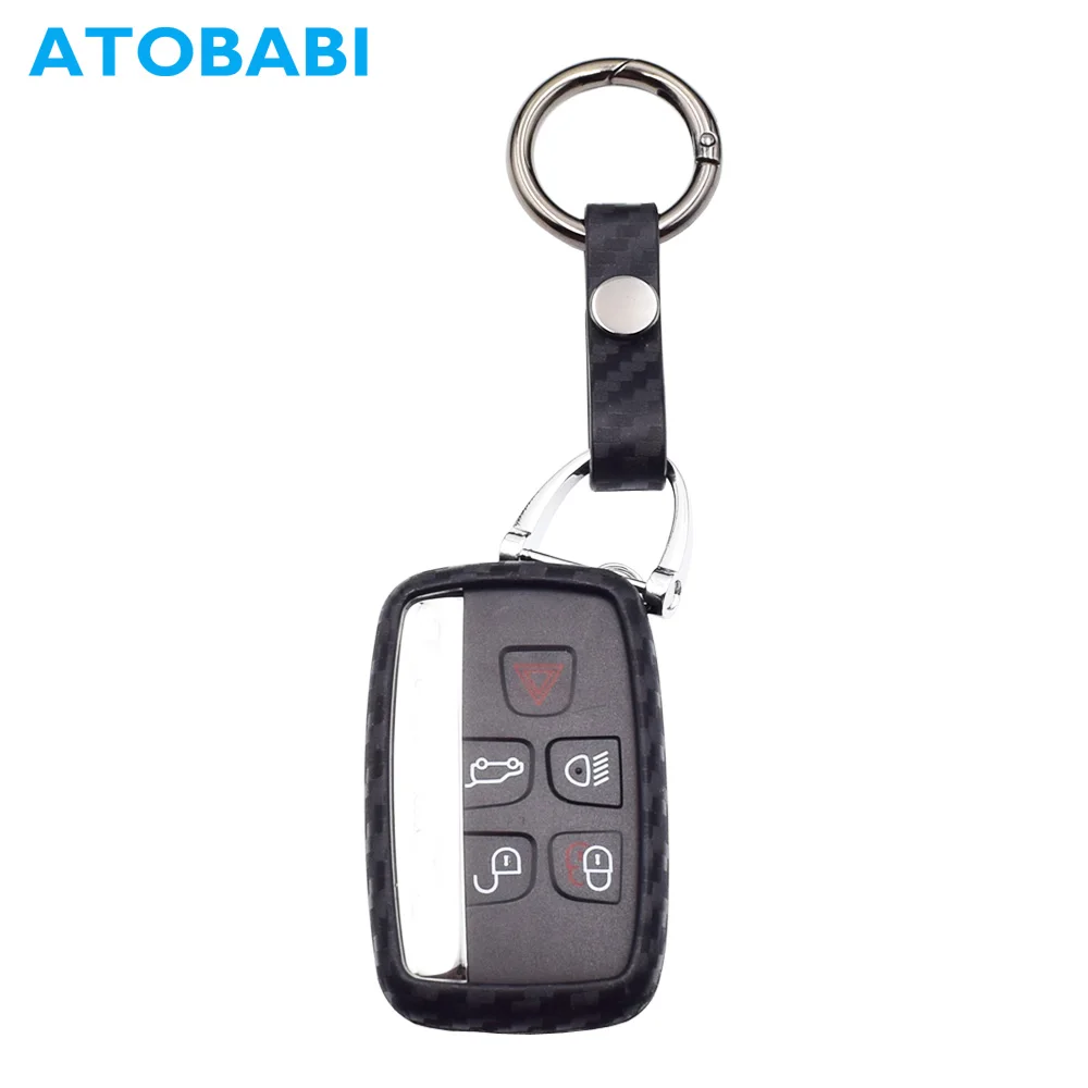 Carbon Fiber Pattern Silicone Scratchproof Car Key Case For Land Rover