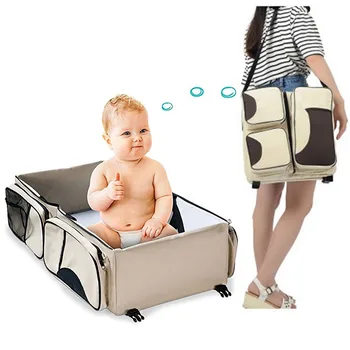 

Diaper Bag Organizer Storage bags/ 4 in 1 Portable Unisex Travel Bassinet Playpen - Baby Bed Mobile Changing Station Pad bags
