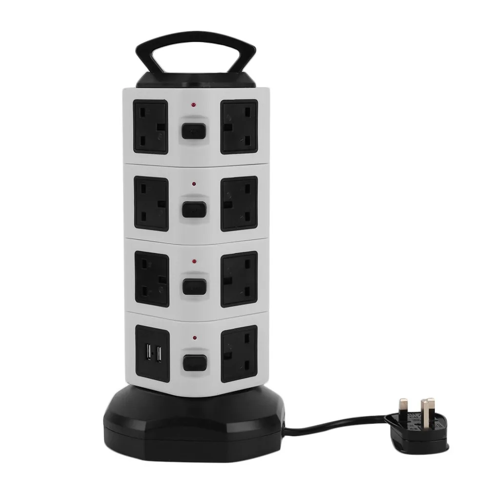 

(Ship From DE)4 Layers USB Port Intelligent Switch Socket Power Outlets With Outlet Power Strip Surge Protecting UK Plug