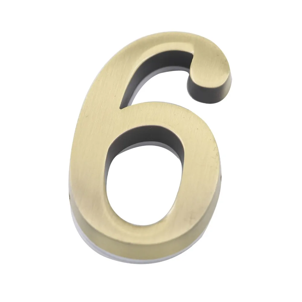 1pc Alloy Digital Door Number 6 Bronze Color 50mmx30mm Adhesive