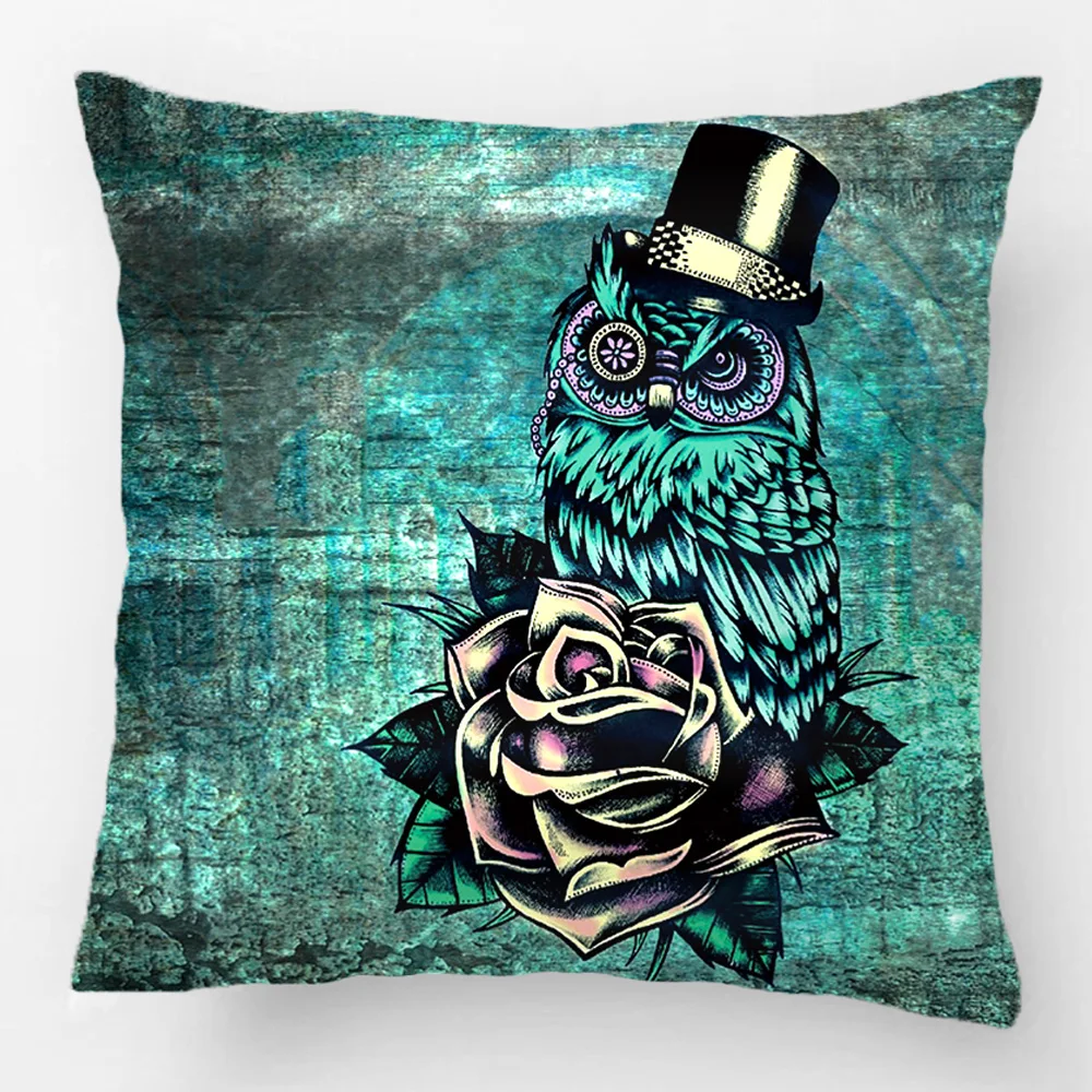 Teal Tatuaggio Stile Cranio Dello Zucchero Gufo Con Il Cappello di Tiro  Federa Cuscino Decorativo Della Copertura Federa Personalizza Il Regalo Per  Divano Sedile|cushion cover|cushion cover owlpillowcase covers - AliExpress
