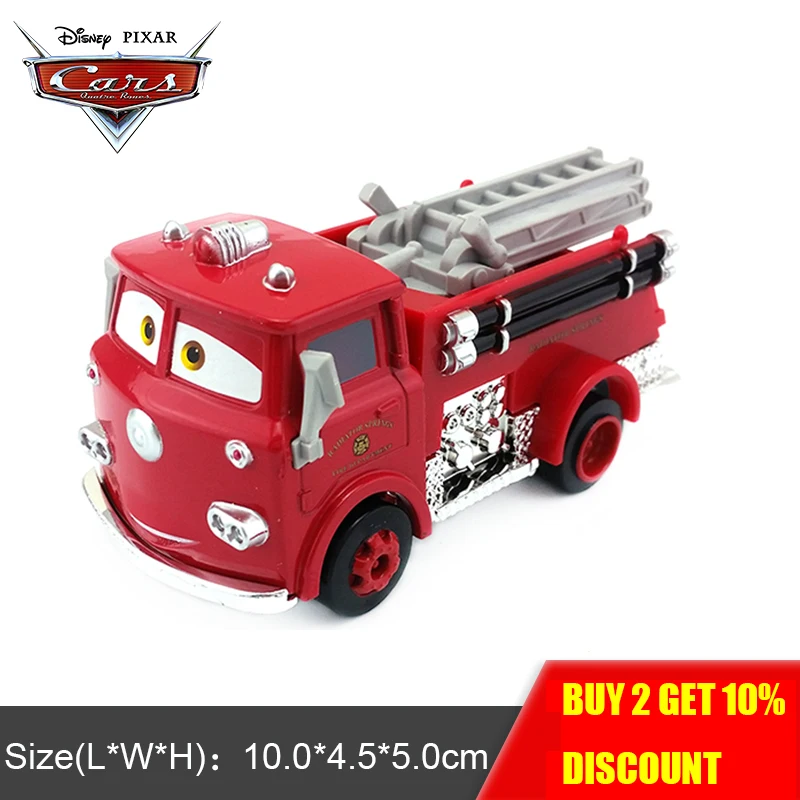 Disney Pixar Cars 2 Red Firetruck 1:55 металлический литой автомобиль Развивающие игрушки модель автомобиля для мальчиков Детский подарок на день рождения