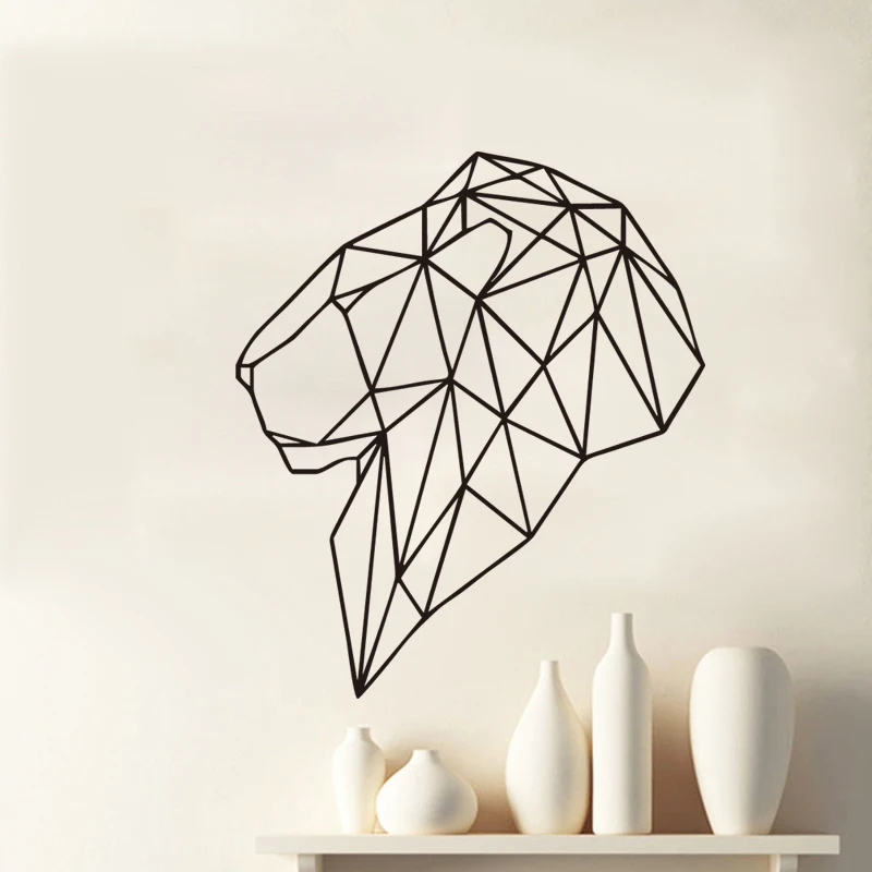 

Lion Head Wall Stickers Home Decor Living Room Vinyl Art Geometric Wall Decals Animals