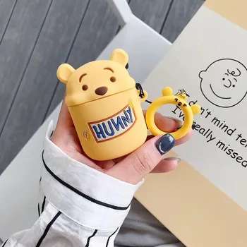 

Soft Silicone Cute Winnie Pooh Hunny Airpods Protective Charing Box Case Buy One Get Corresponding Ring Free Smooth Handle