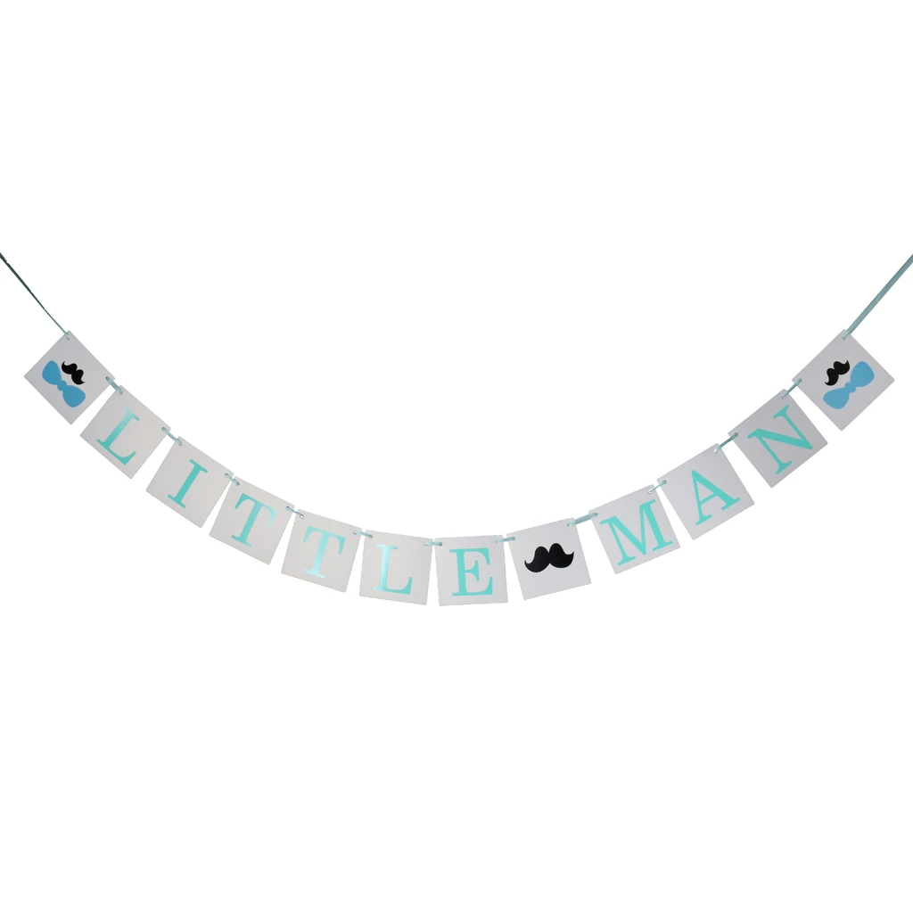 

Little Man Bunting Banner First Birthday Baby Shower Hanging Garland Party Holiday DIY Decorations