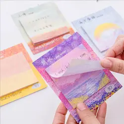 Креативная окрашенная масляная живопись memo pad kawaii самоклеющаяся N Times Sticky Notes канцелярские принадлежности Школьные принадлежности