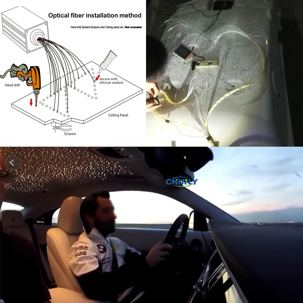 12 В Автомобильный светодиодный волоконно-оптический светильник, приложение Bluetooth, умное управление музыкой, звездное небо, светильник, комплект 3 м, 295 шт., смешанный кабель