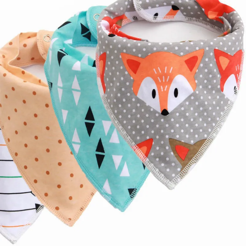 

Reusable Washable Cotton Baby Bibs Burp Cloth Print Arrow Wave Triangle Adjustable Meal Bib Infant