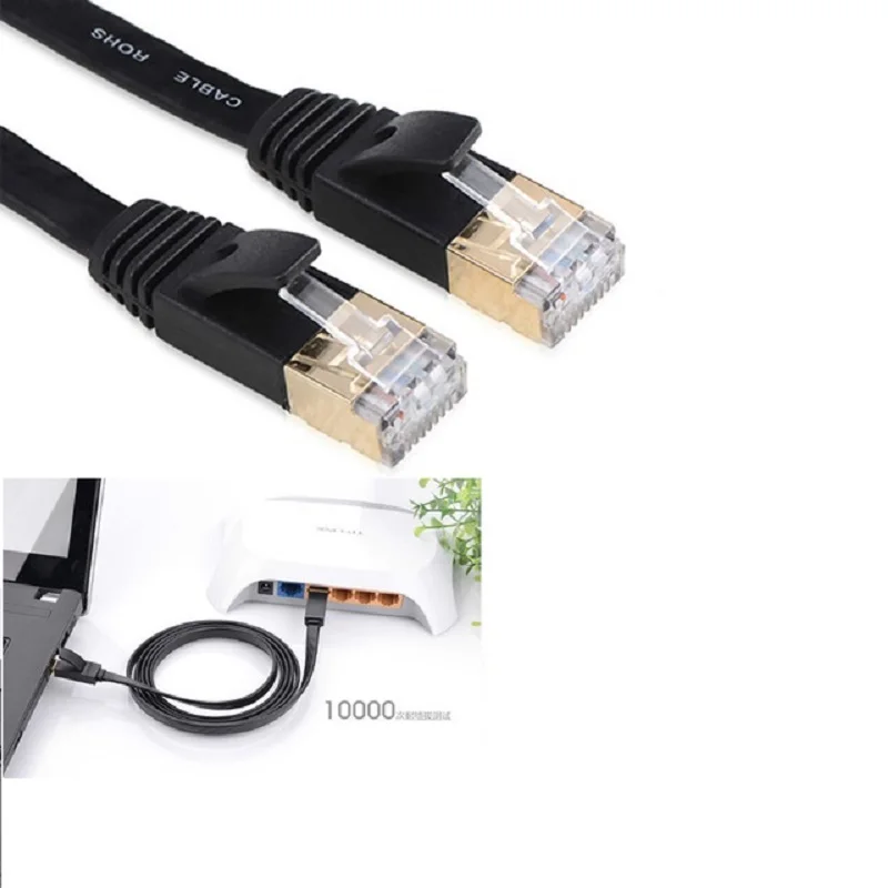 0.5m 2m 3m 1.5ft 5ft 10ft 6ft 3FT 1M CAT7 RJ45 Patch flat Ethernet LAN Network Cable For Router Switch gold plated 13