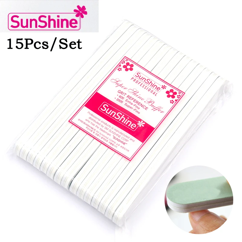 15Pcs/Set Nail Polish Shining Buffing Nail Art Polishing Files Buffer