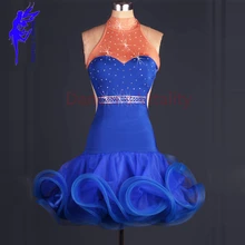 Костюм для латинских танцев, сексуальный спандекс, без рукавов, камни, платье для латинских танцев для женщин, платье для латинских танцев 2XS-6XL