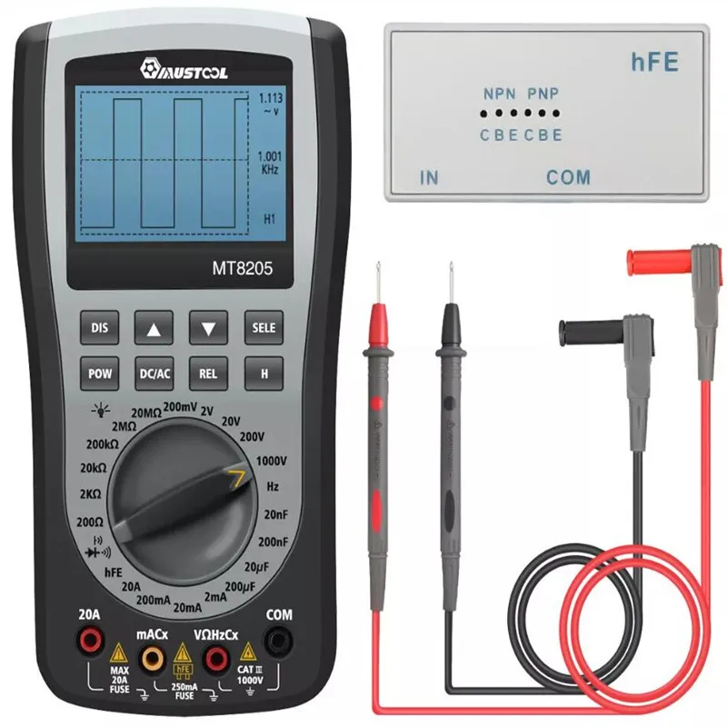 

MUSTOOL MT8205 2 in 1 Digital Intelligent Handheld Storage Oscilloscope Multimeter AC/DC Current Voltage Resistance Diode Tester