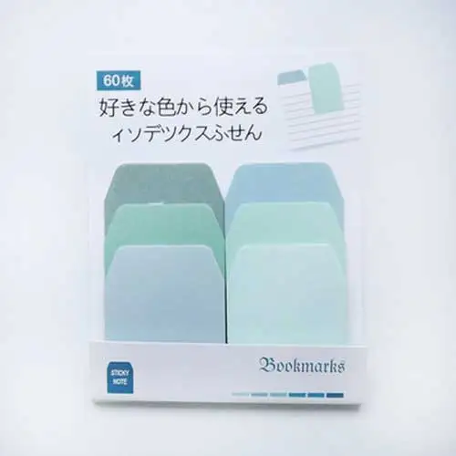 60 листов/упаковка, градиентный цвет, блокнот для заметок, милый цвет, яркий планировщик, указатель страниц, наклейка, канцелярские закладки, школьные принадлежности - Цвет: Gradient-Green