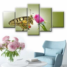 Modular Picture Home Wall Art Framework Print Canvas 5 Pieces Nature Animal Butterfly and Flower Poster Painting For Living Room