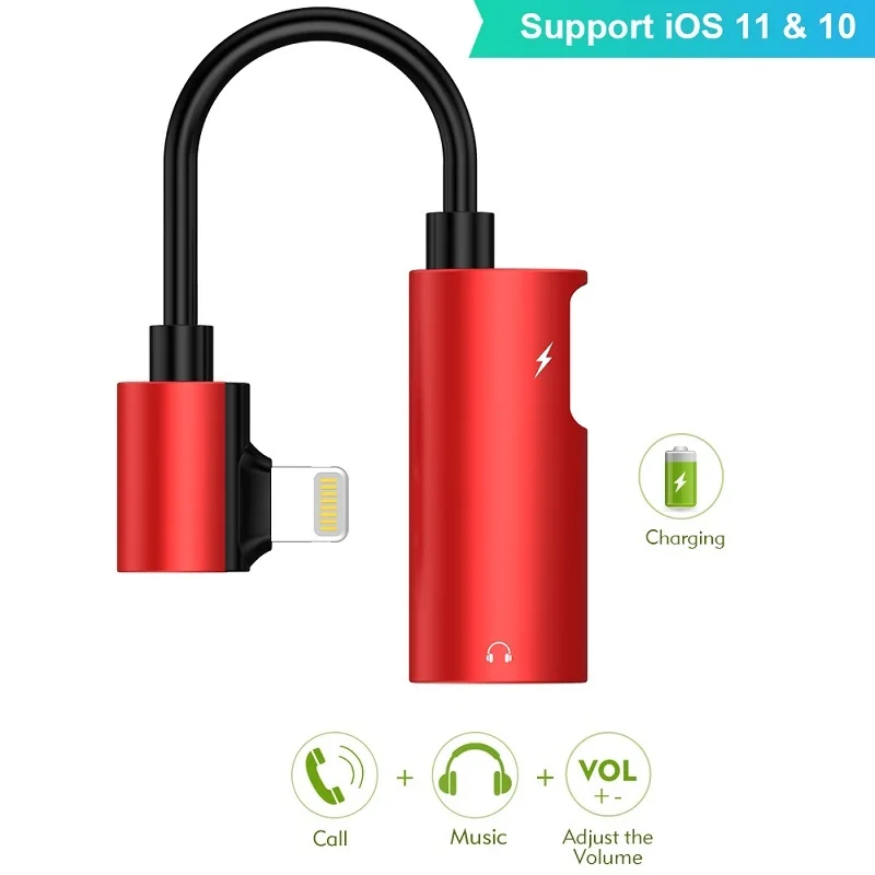 Koop Benks Voor EEN 3.5mm Ray Audio Adapter Jack Voor iphone 7 8 7 Plus 10 X Charge Converter Charger voor iphone headset adapter