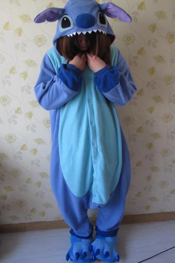 New Adult Onesie Blue Stitch angel lilo Kigurumi Pajamas Cosplay Costume COS 