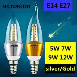 Светодиодный Светодиодная лампа E14 E27 5 W 7 W 9 W 12 W 220 V светодиодный свет свечи белый свет/теплый белый светодиодный наконечник пузырь