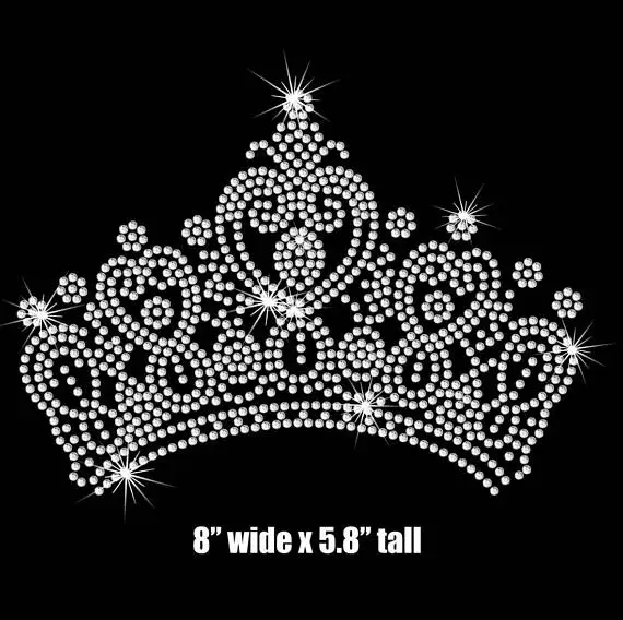 BLUE PRINCE CROWN Iron On Hotfix Rhinestone Diamante Transfer Motif Baby Boy
