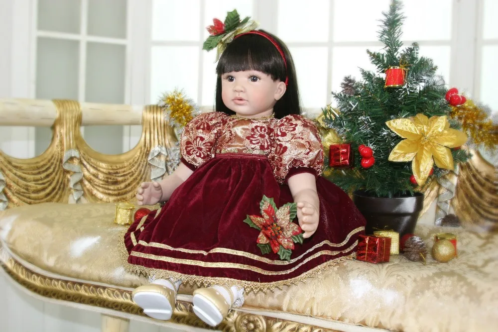 

Pursue 24"/ 60 cm Christmas Doll Baby Alive Silicone Reborn Dolls Lifelike Princess Toddler Baby Girl Doll Toys for Kids Gift