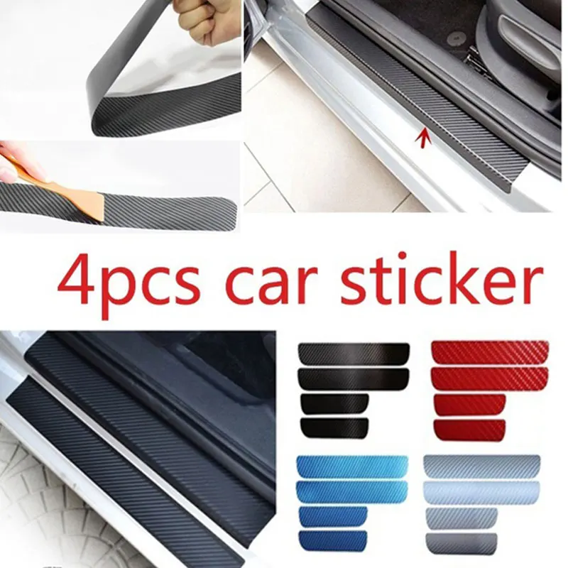 

4PCS 3D Carbon Fiber Dustproof Universal Car Threshold Stickers Parts Exterior Car Door Stickers Film
